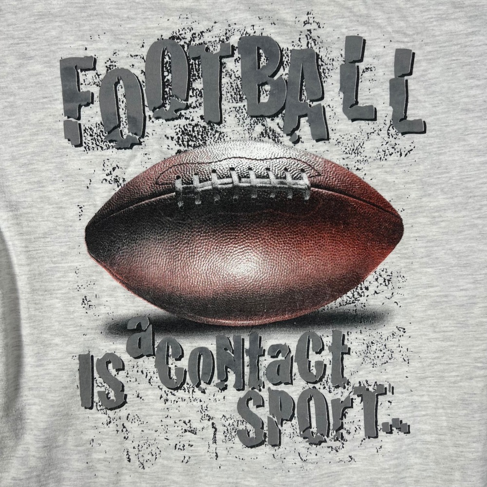 Football Contact Sport Graphic T-Shirt Mens Large Gray Powerplay Double Sided